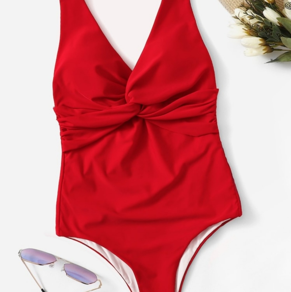 Red one piece swimsuit